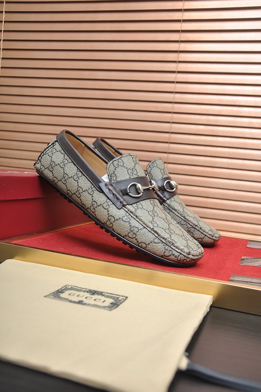 Gucci Monogram Horsebit Loafers — front