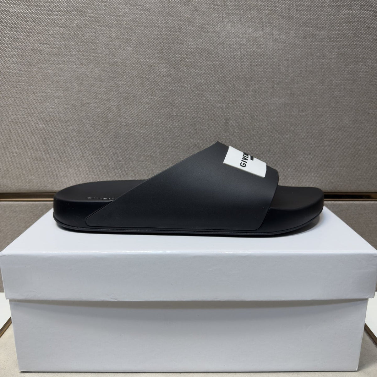 Givenchy Wordmark Patch Slide Sandals — side