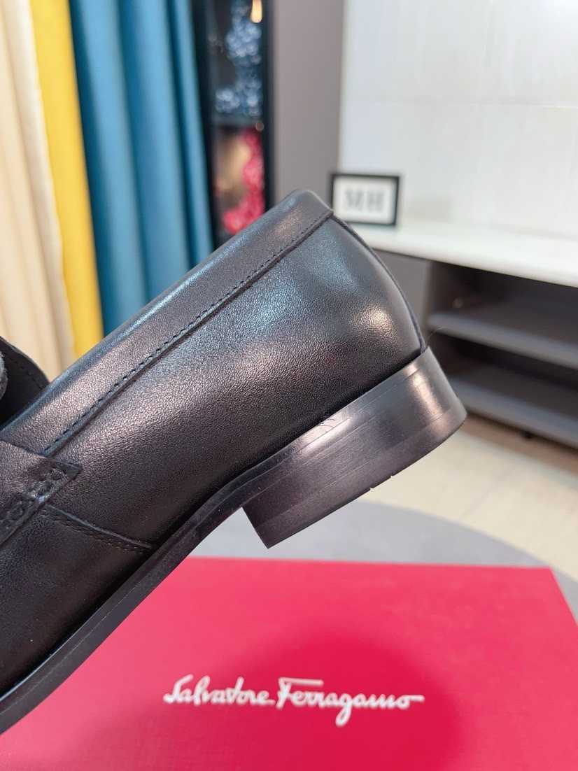 Ferragamo Metal-Accent Moc-Toe Loafers — detail