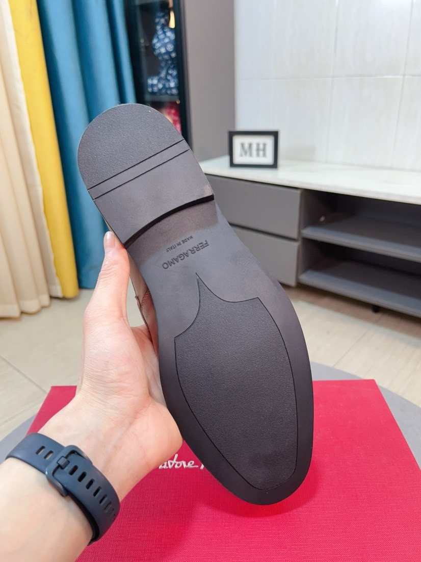 Ferragamo Metal-Accent Moc-Toe Loafers — detail