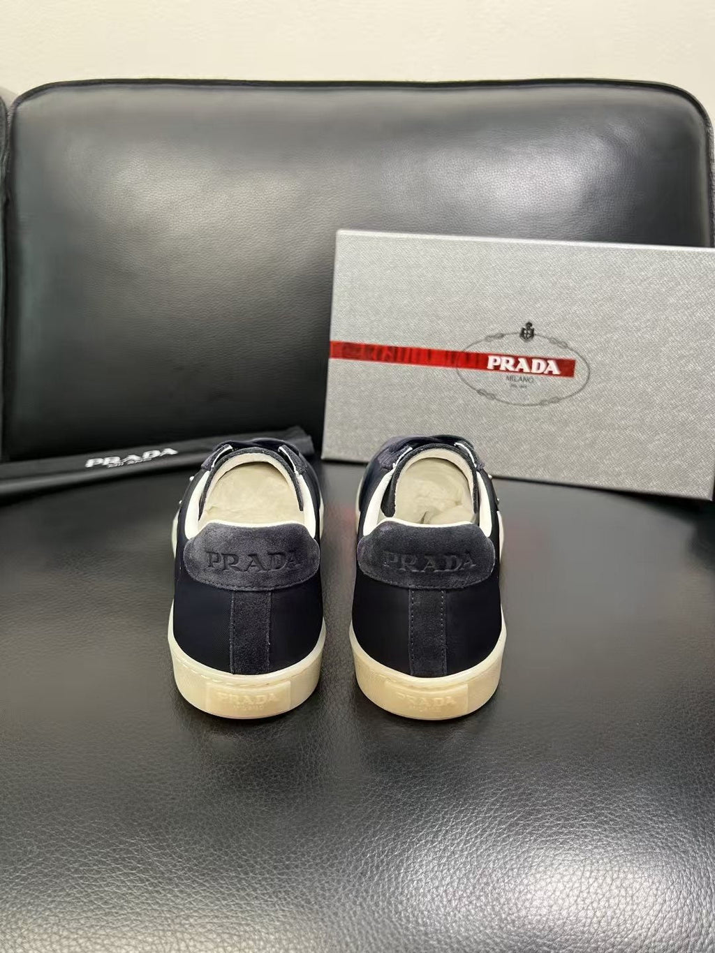 Prada Triangle Logo Low-Top Sneakers — back