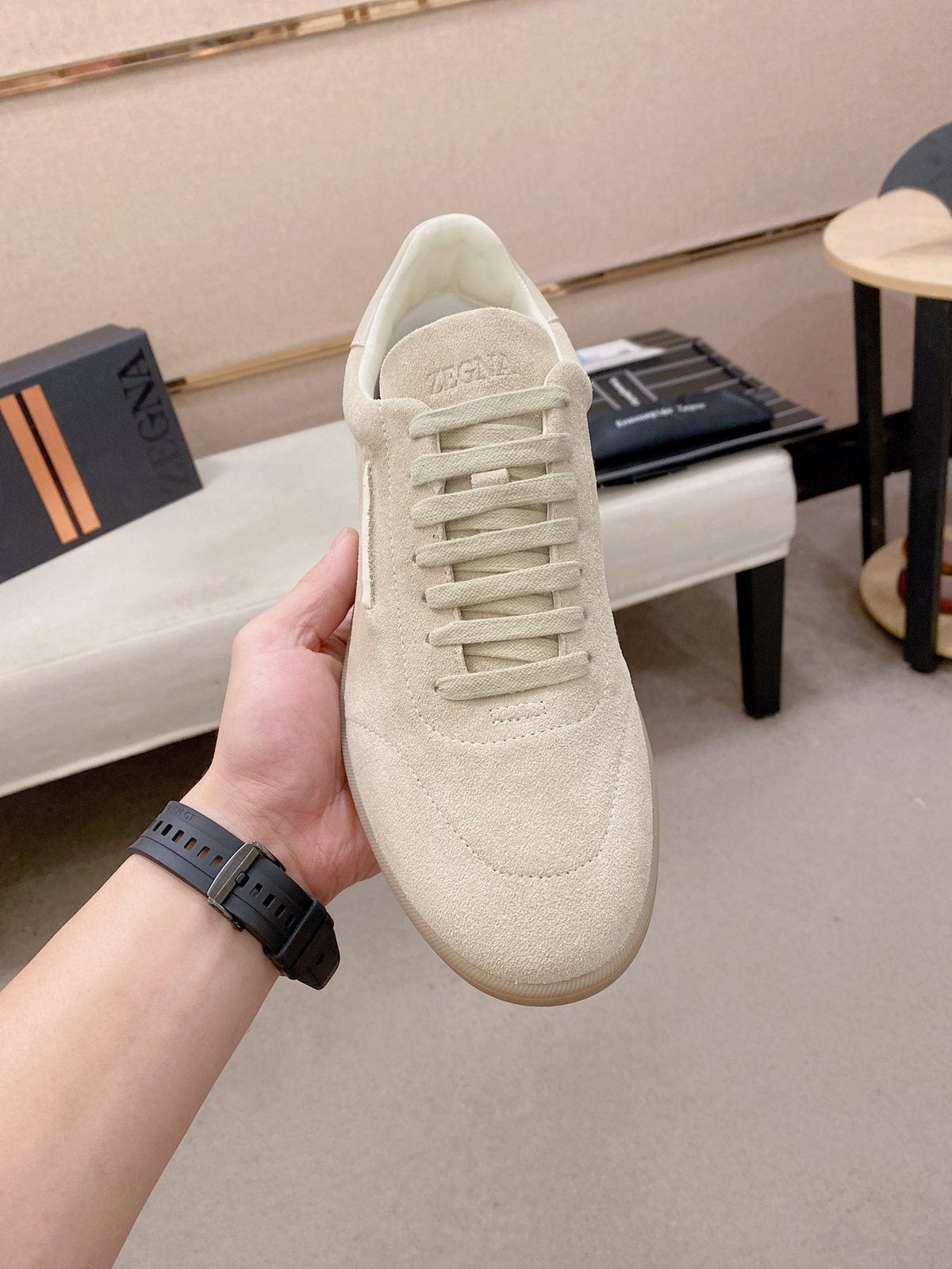 ZEGNA Gray Low-Top Sneakers — front