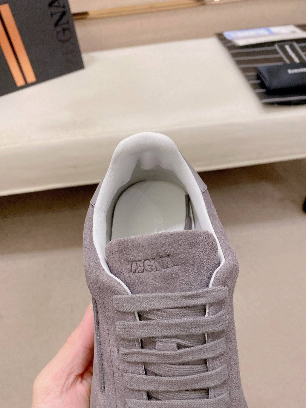 ZEGNA Gray Low-Top Sneakers — detail