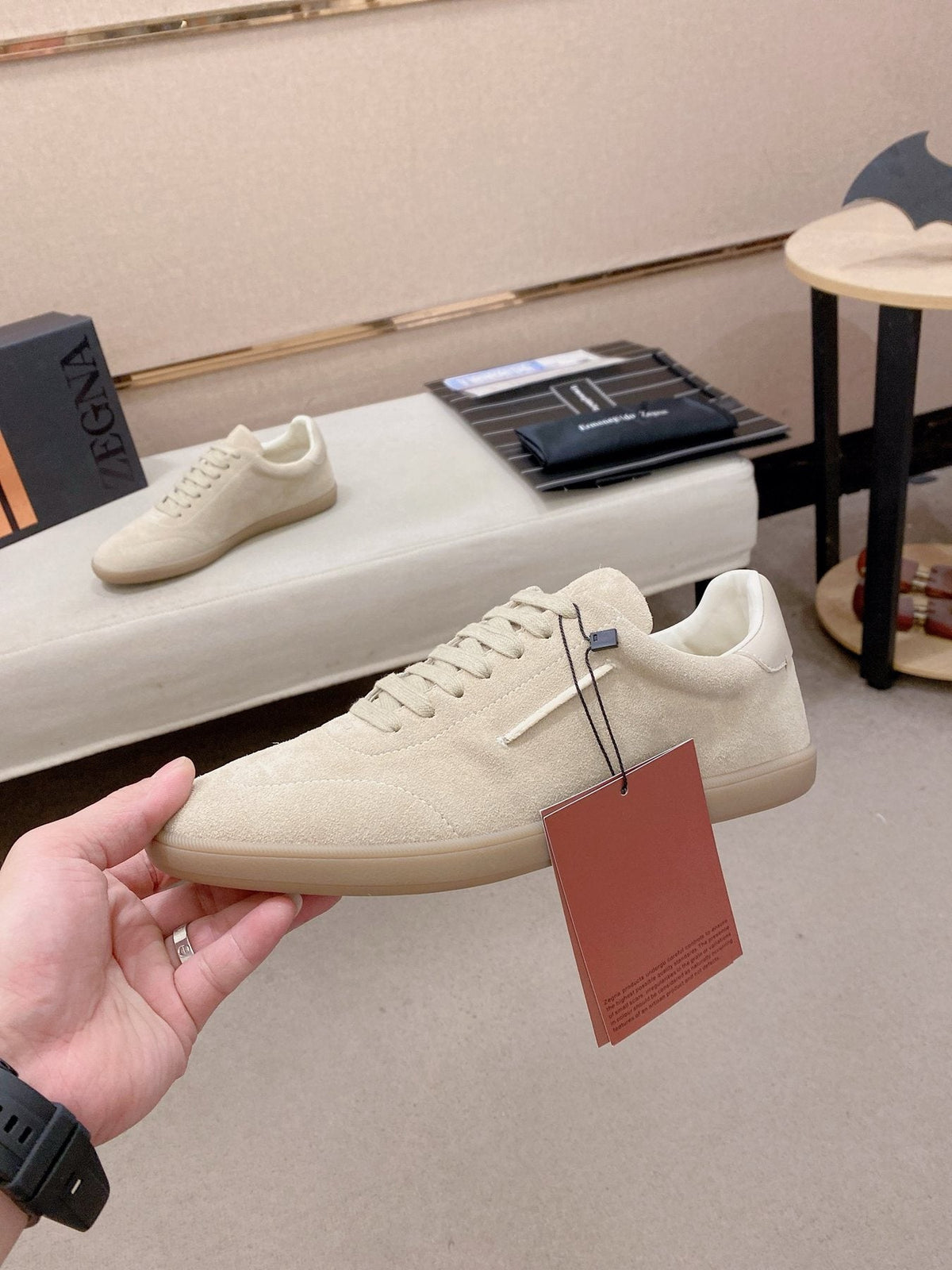 ZEGNA Gray Low-Top Sneakers — side