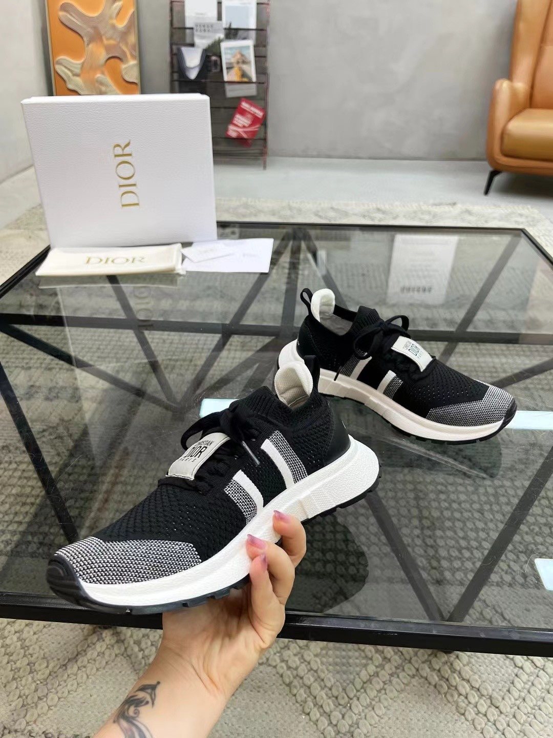 Dior Knit Low-Top Sneakers — side