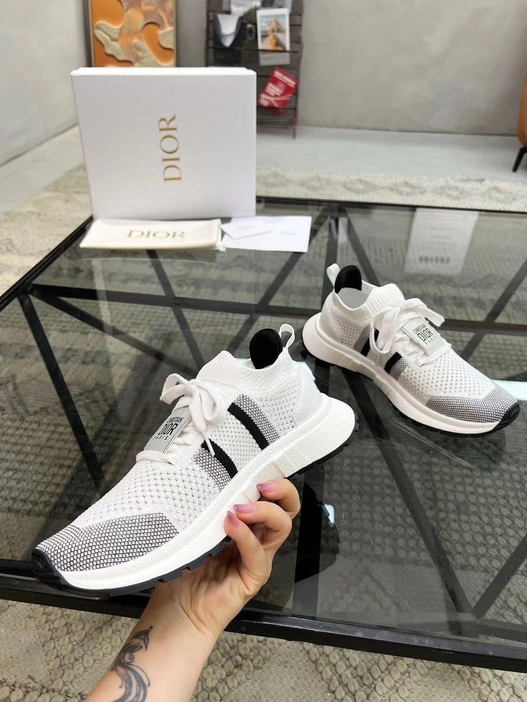 Dior Knit Low-Top Sneakers — side