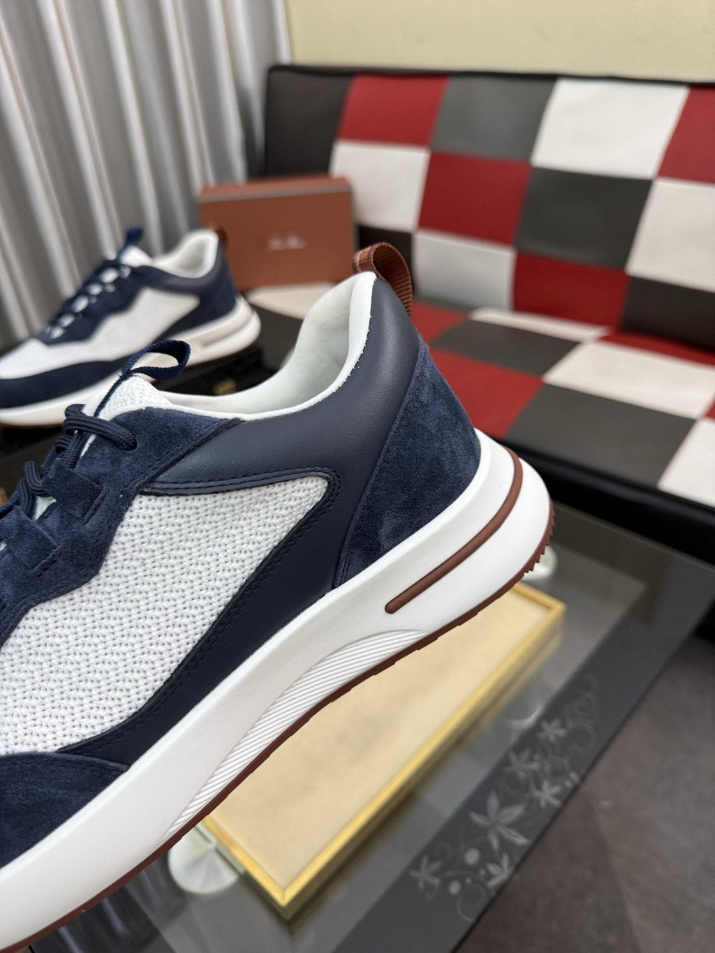 Textured Lace-Up Low-Top Sneakers — detail