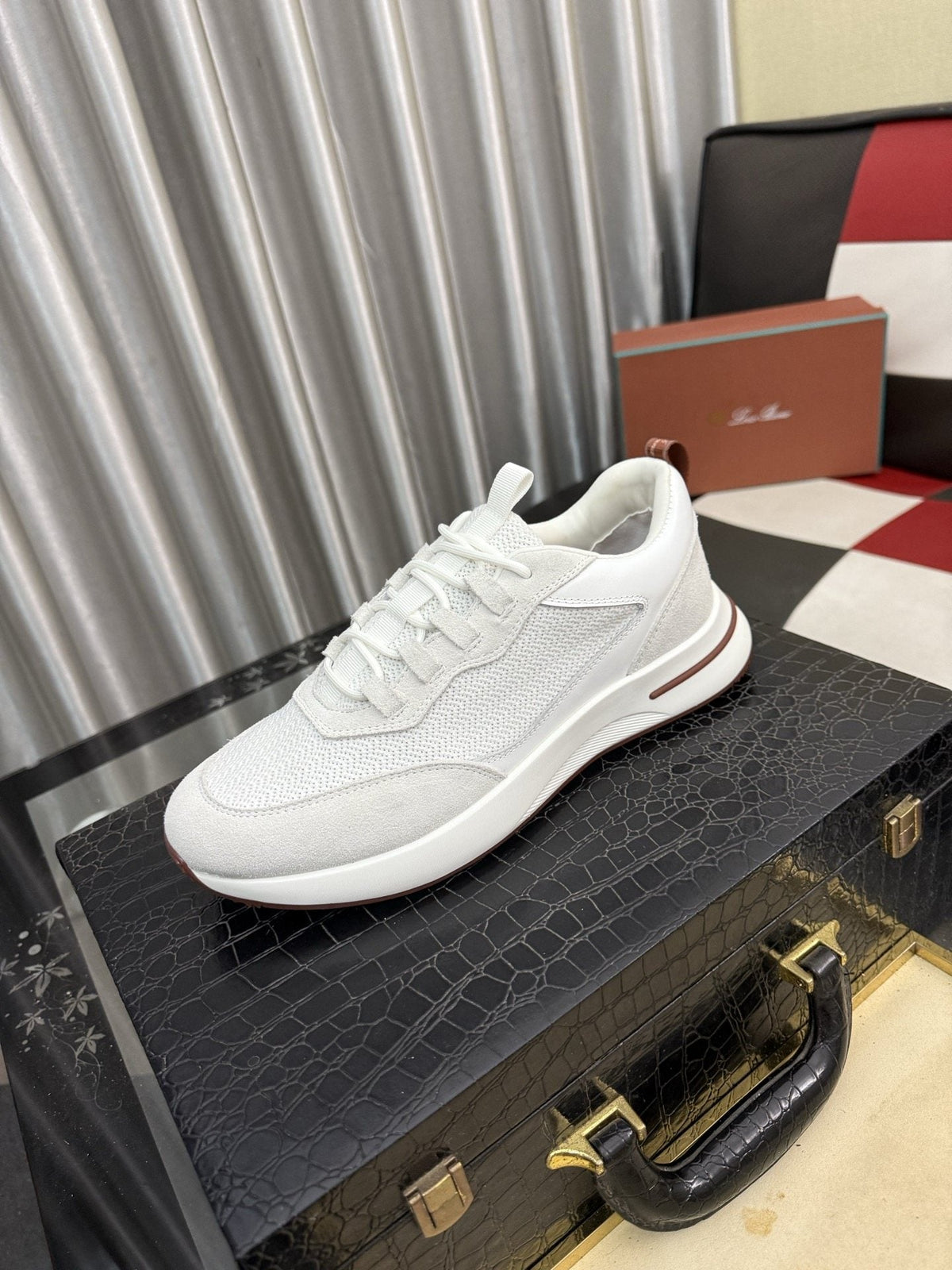 Textured Lace-Up Low-Top Sneakers — hero