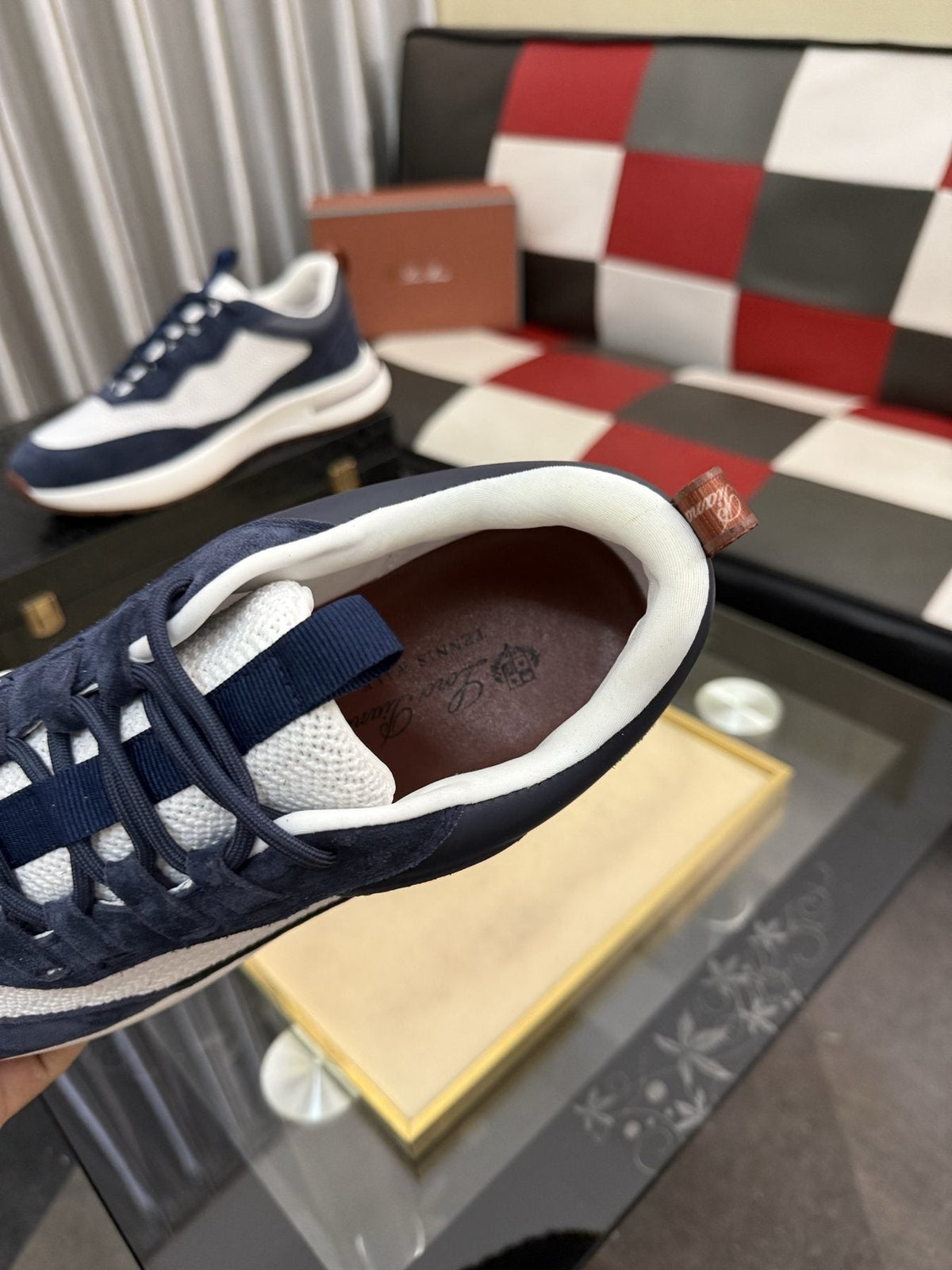 Textured Lace-Up Low-Top Sneakers — detail