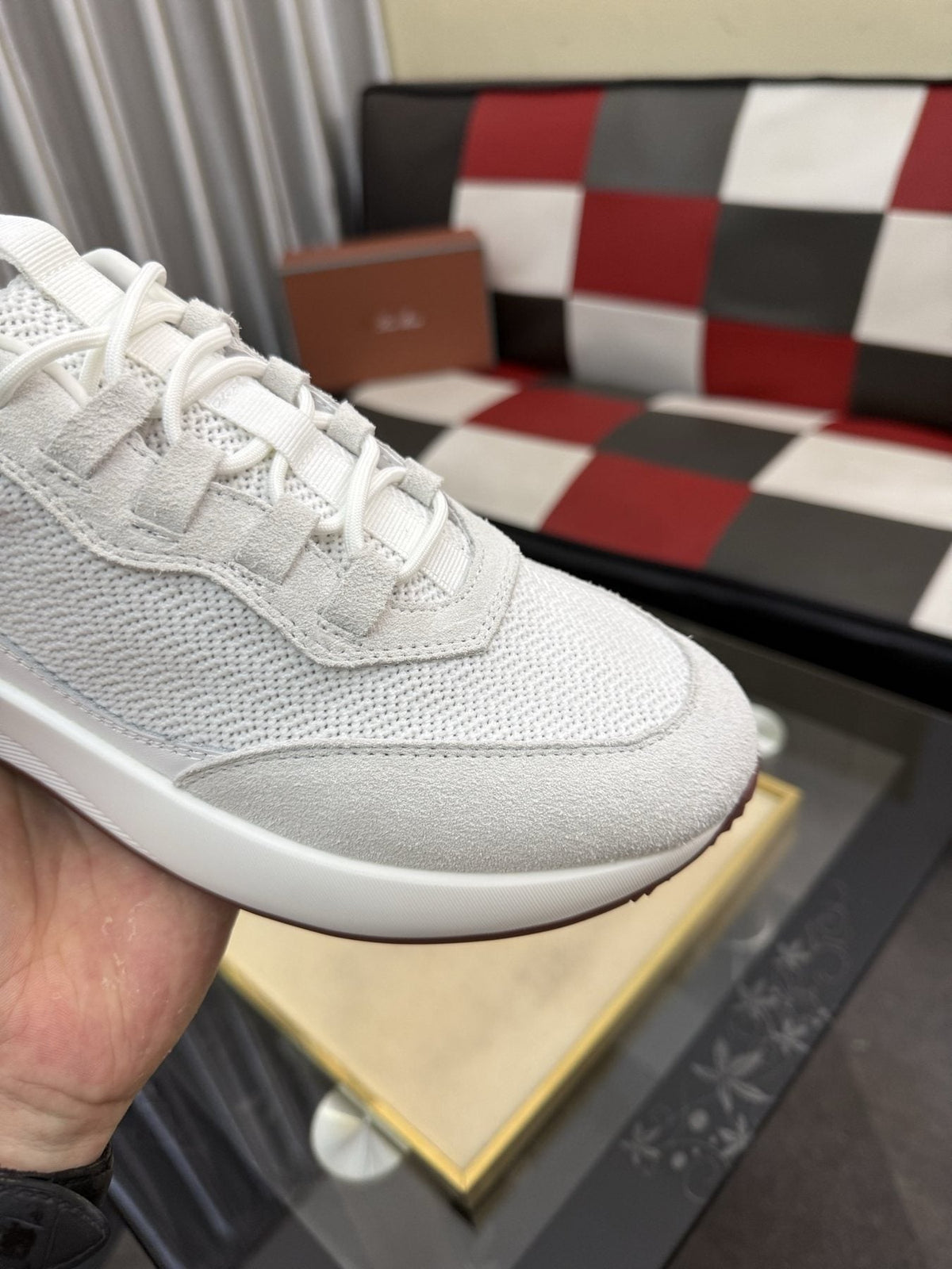 Textured Lace-Up Low-Top Sneakers — detail