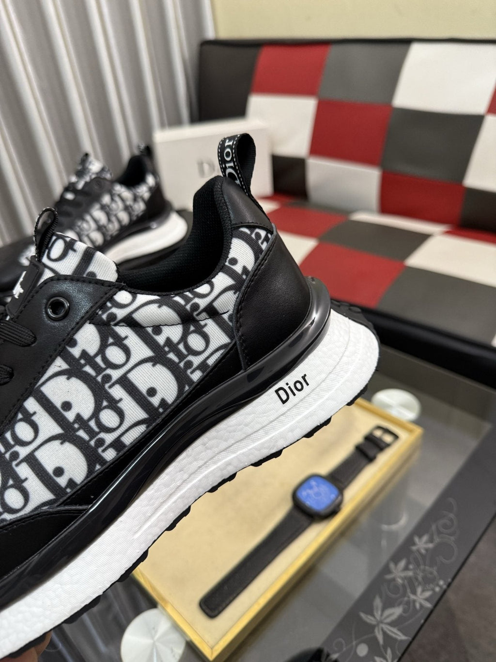 Dior Patterned Panel Low-Top Sneakers — detail