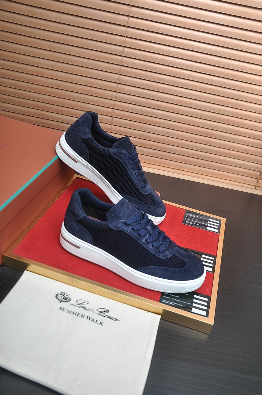 微商相册测试鞋子-Loro Piana Textured Lace-Up Sneakers — side