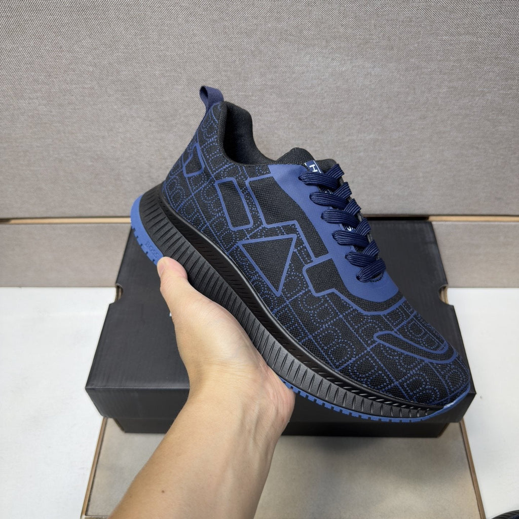 BOSS Navy Blue and Black Low-Top Sneakers — model