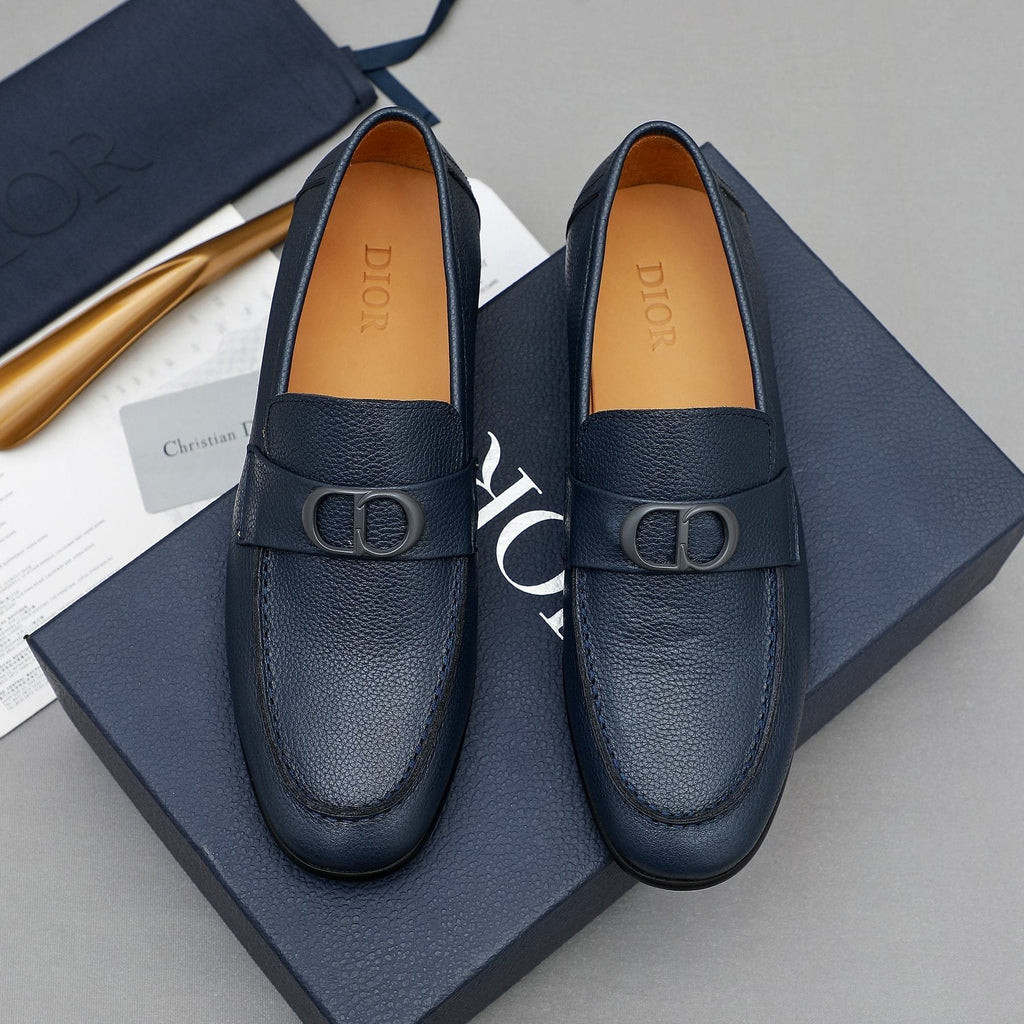 Dior Pebbled Leather Hardware Loafers — side
