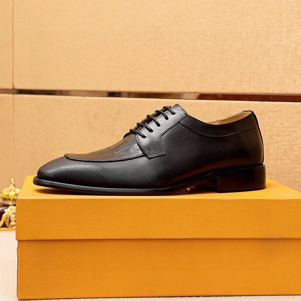 Louis Vuitton Crocodile-Embossed Lace-Up Dress Shoes — back