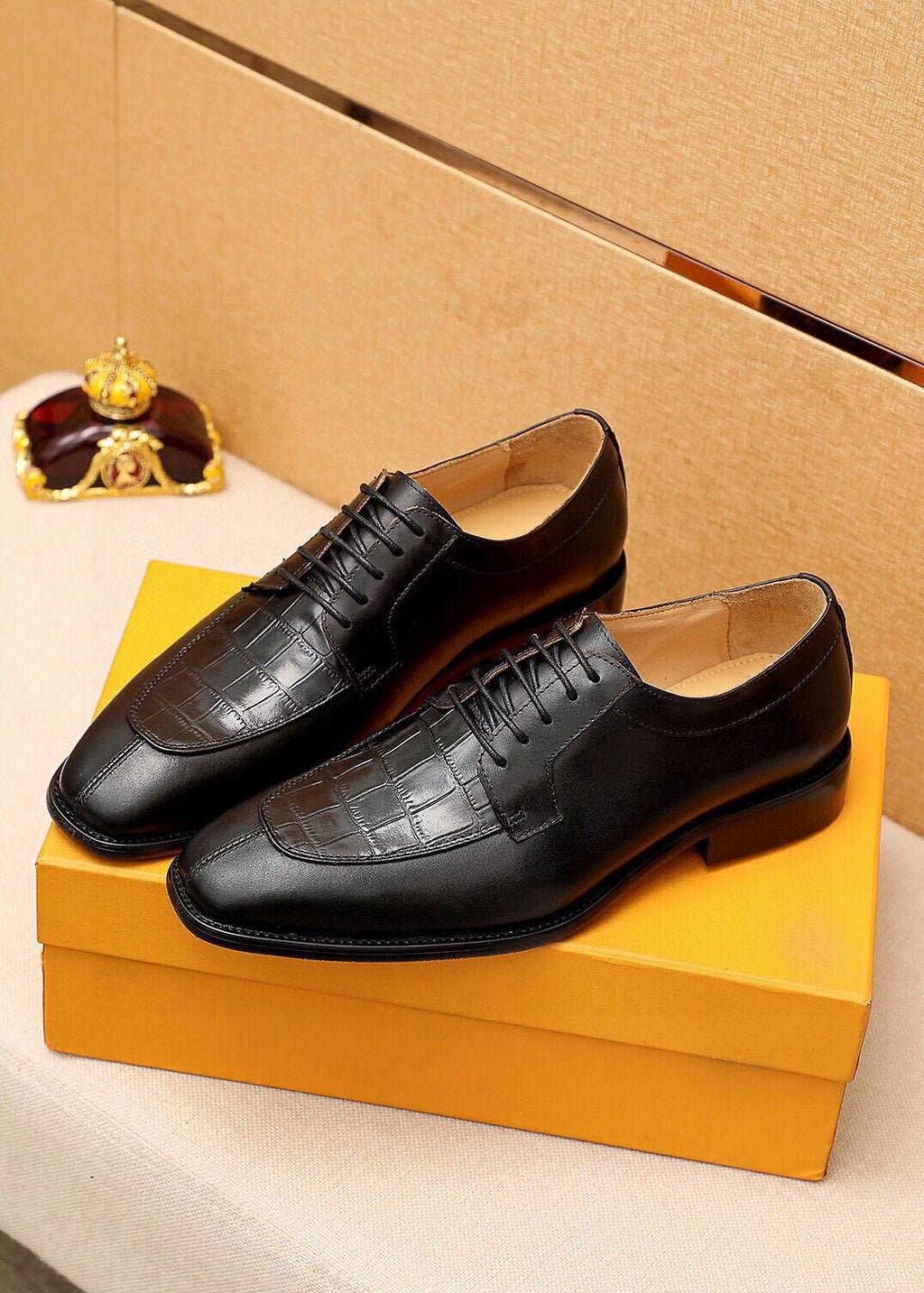 Louis Vuitton Crocodile-Embossed Lace-Up Dress Shoes — front