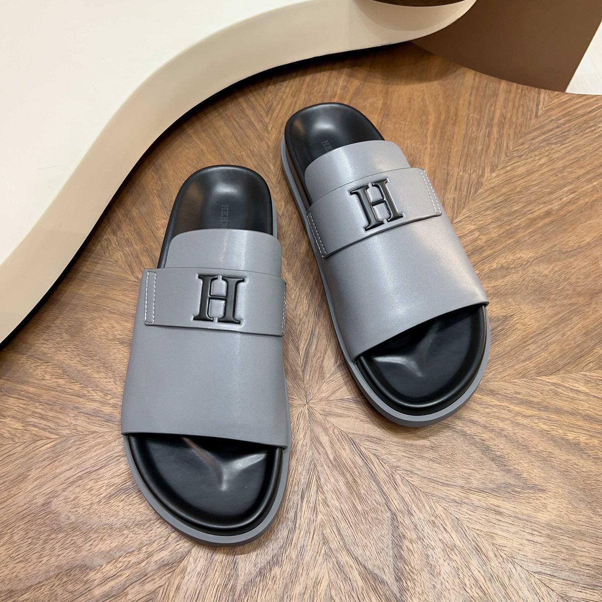Hermès Men’s H-Embellished Slide Sandals — front