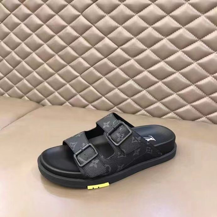 Louis Vuitton Monogram Buckle Slide Sandals — side