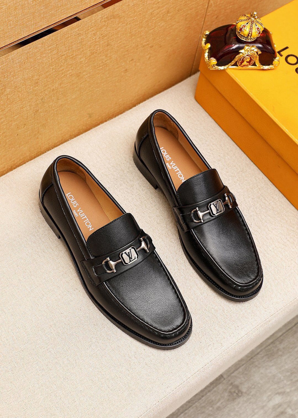 Louis Vuitton Black Metal-Accent Loafers — hero