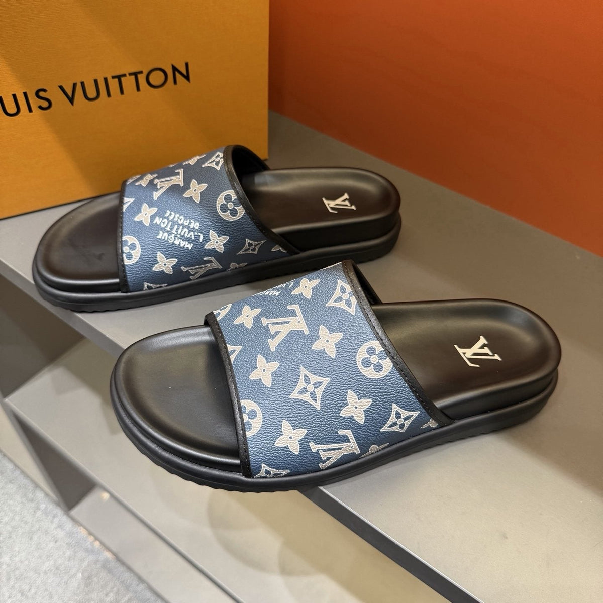 Louis Vuitton Monogram Slide Sandals — front