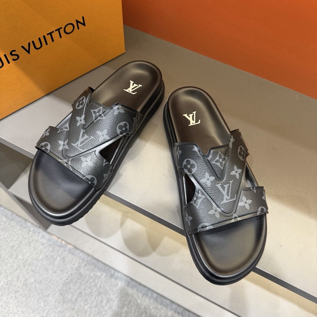 Louis Vuitton Monogram Slide Sandals — front
