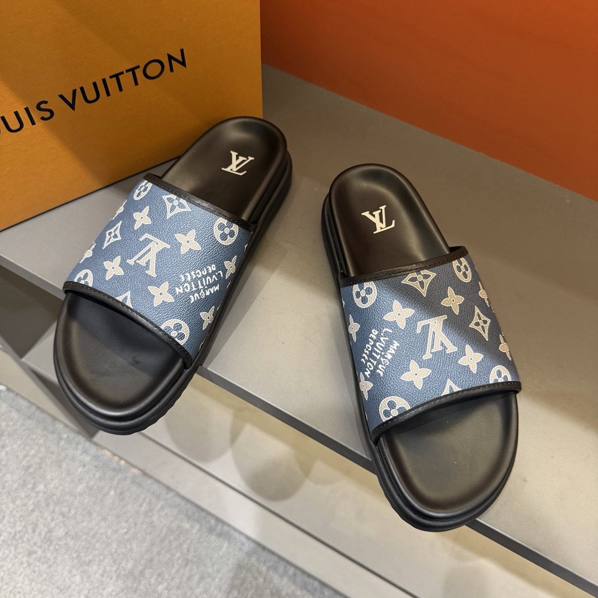 Louis Vuitton Monogram Slide Sandals — front