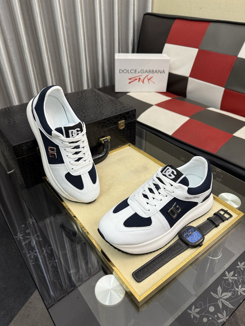 Dolce & Gabbana Metallic DG Logo Low-Top Sneakers — front