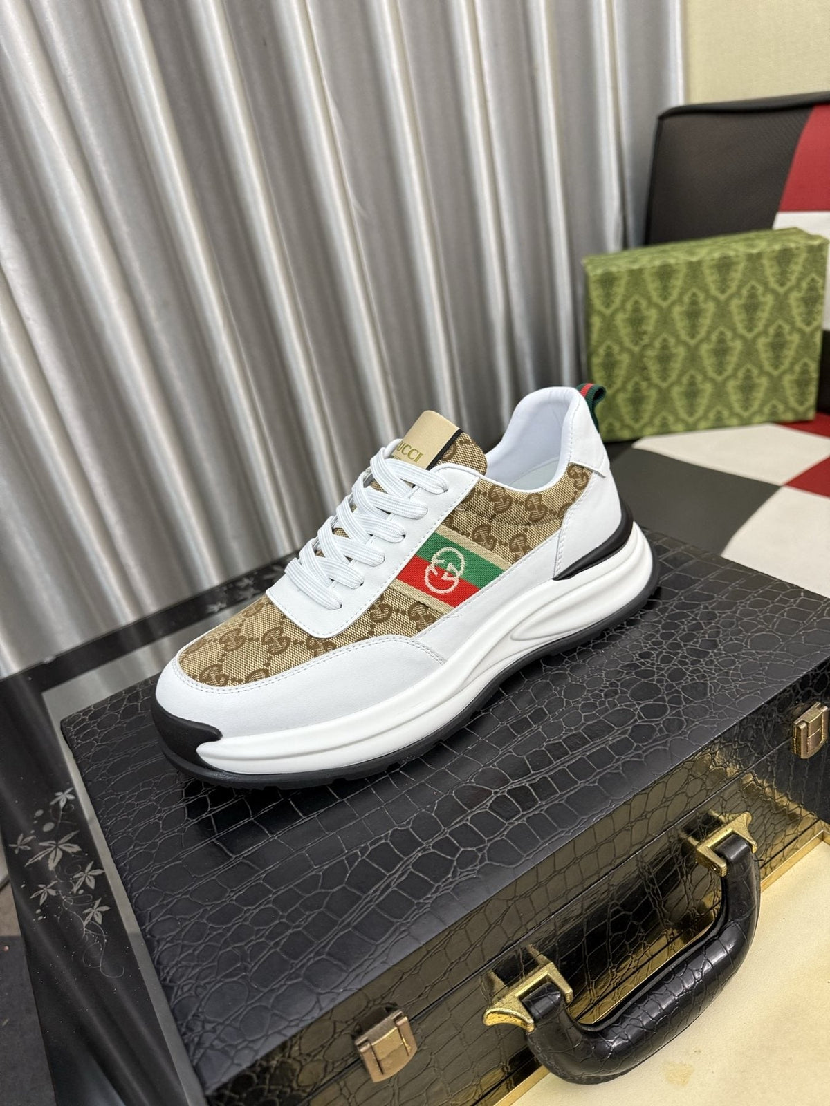 Gucci Monogram Stripe Low-Top Sneakers — front