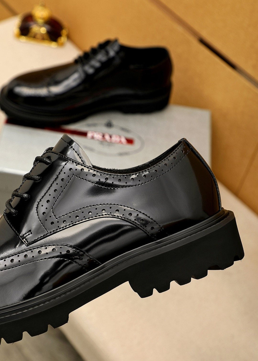 Prada Brogue Lug-Sole Derby Shoes — back