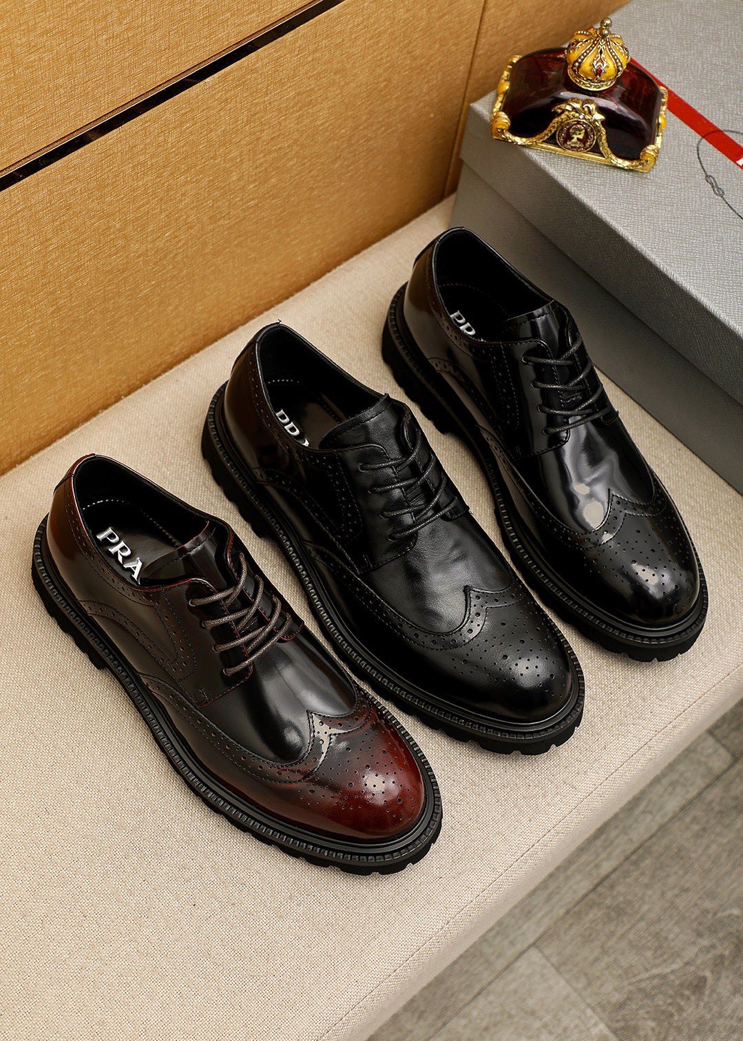 Prada Brogue Lug-Sole Derby Shoes — front