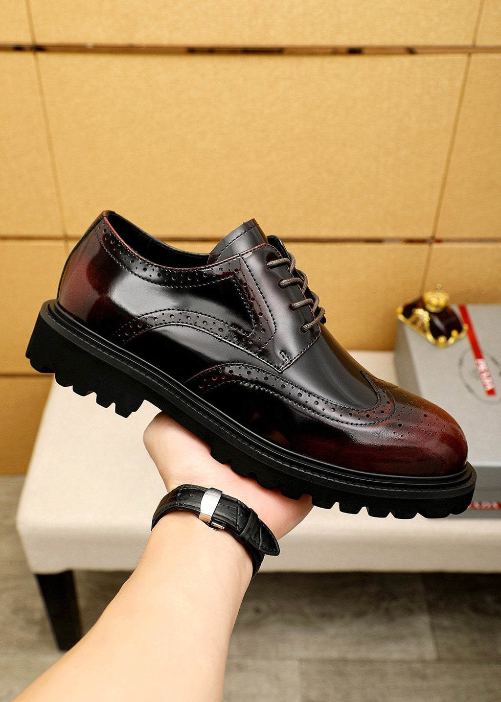 Prada Brogue Lug-Sole Derby Shoes — model