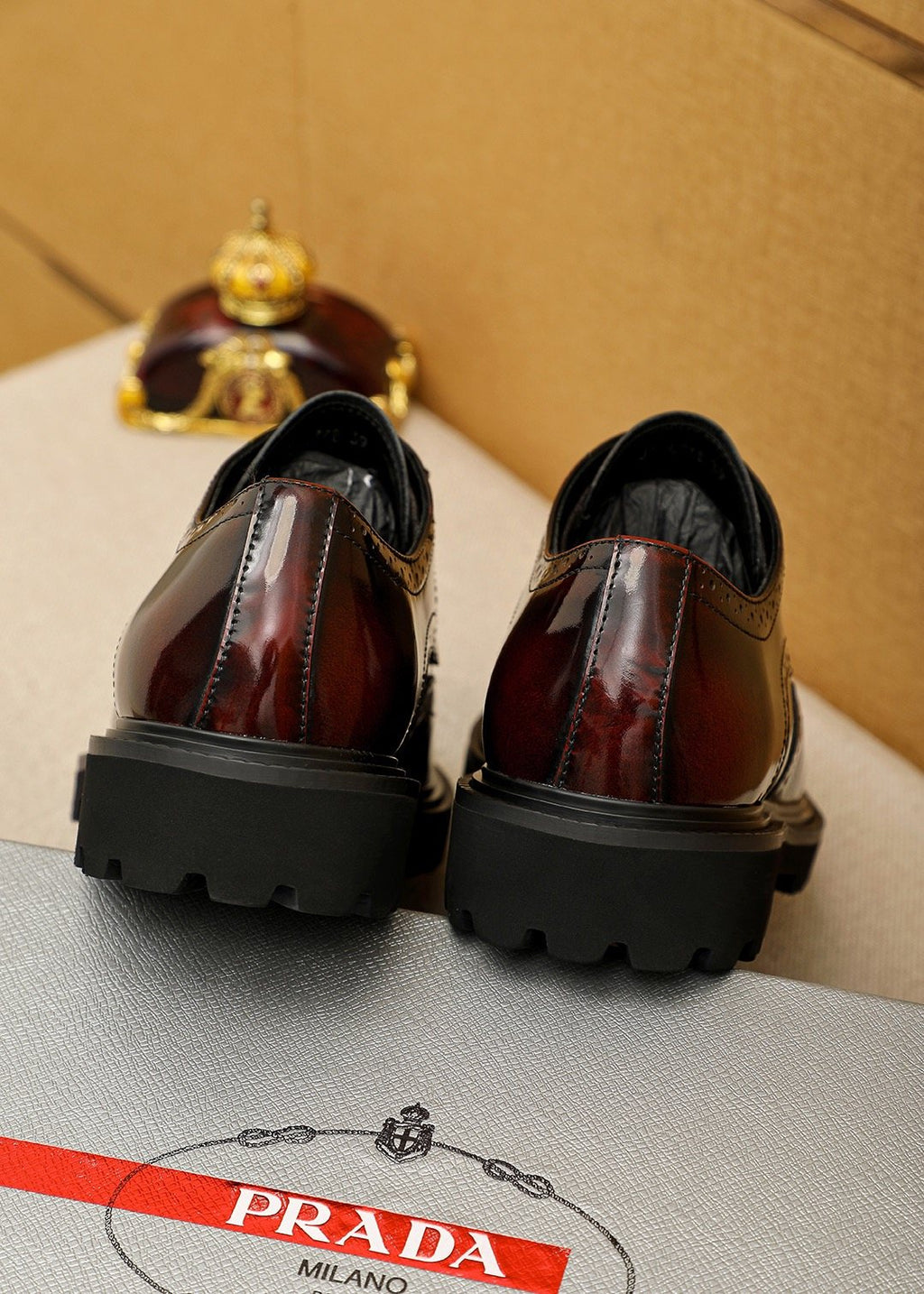 Prada Brogue Lug-Sole Derby Shoes — back
