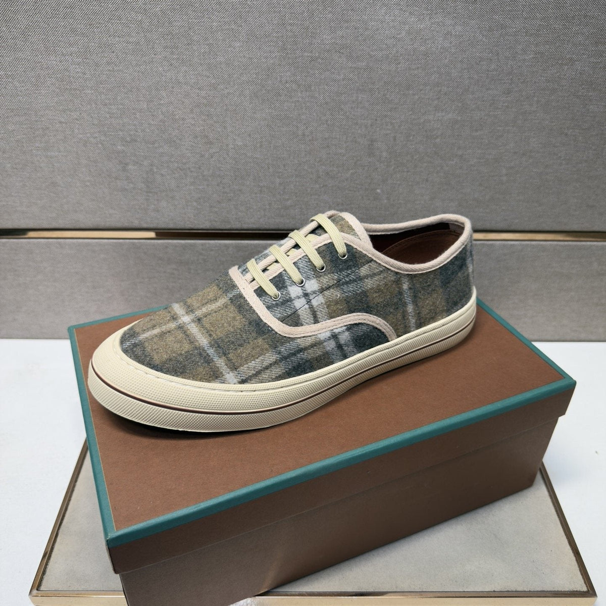 Loro Piana Plaid Low-Top Sneakers — front