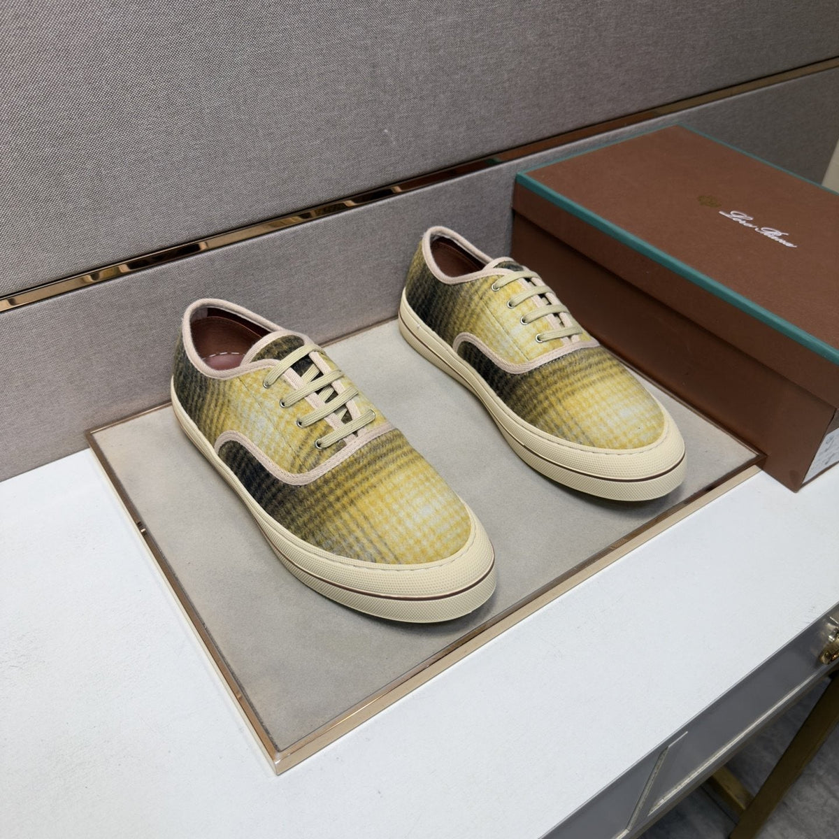 Loro Piana Plaid Low-Top Sneakers — front