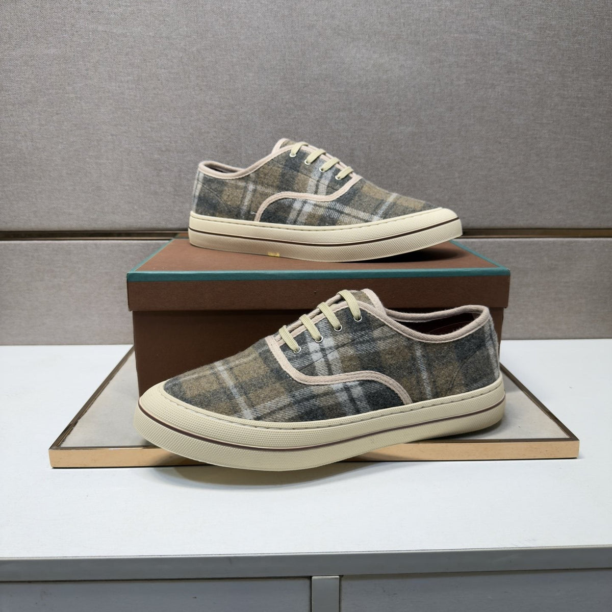Loro Piana Plaid Low-Top Sneakers — side