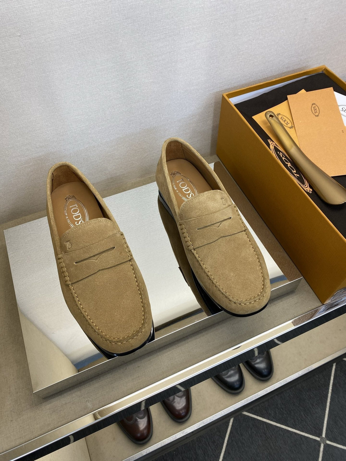Tod's Light Tan Penny Loafers — hero