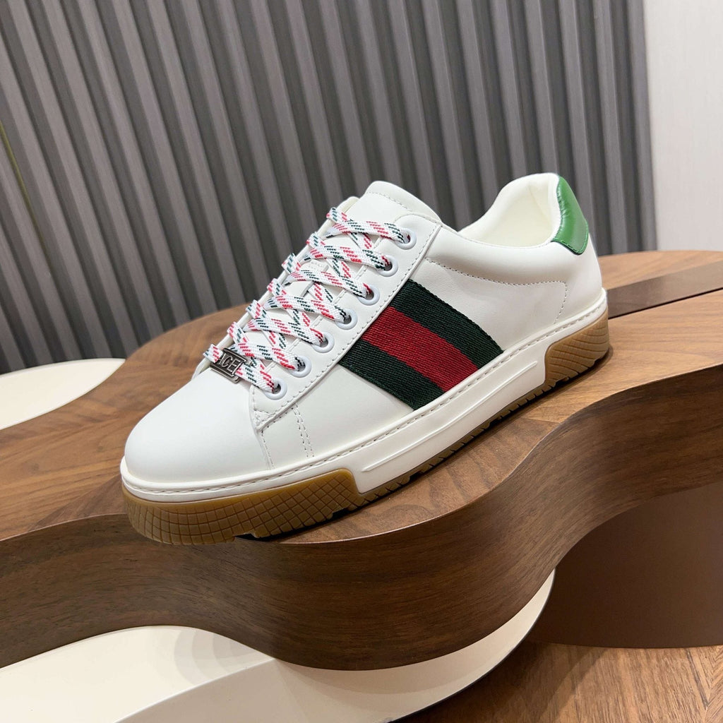 Gucci Red and Green Side Stripe Sneakers — side