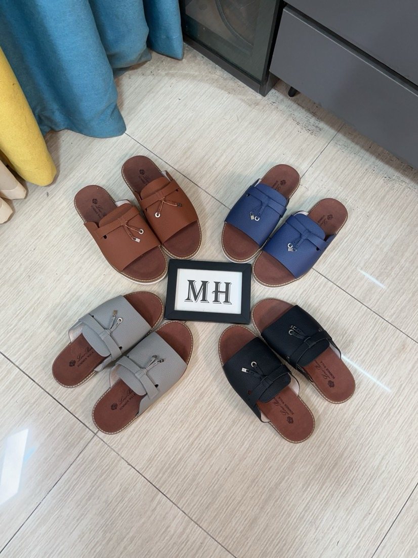Loro Piana Textured Slide Sandals — side