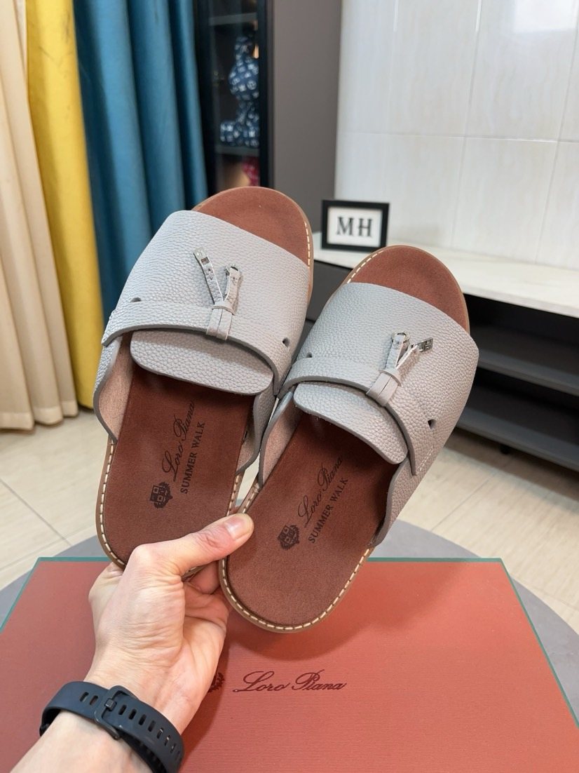 Loro Piana Textured Slide Sandals — side