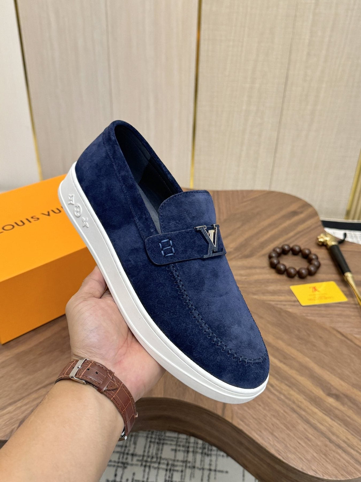 Louis Vuitton Textured Slip-On Sneakers — model