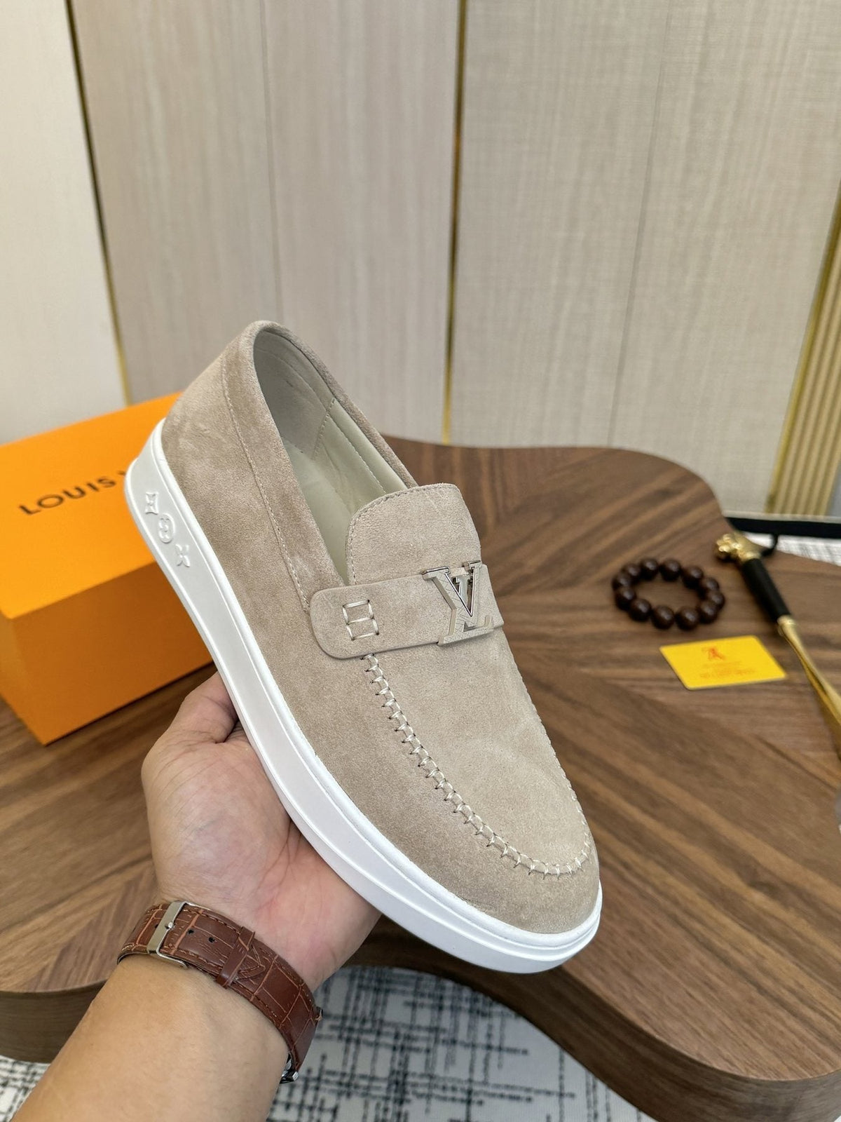 Louis Vuitton Textured Slip-On Sneakers — model
