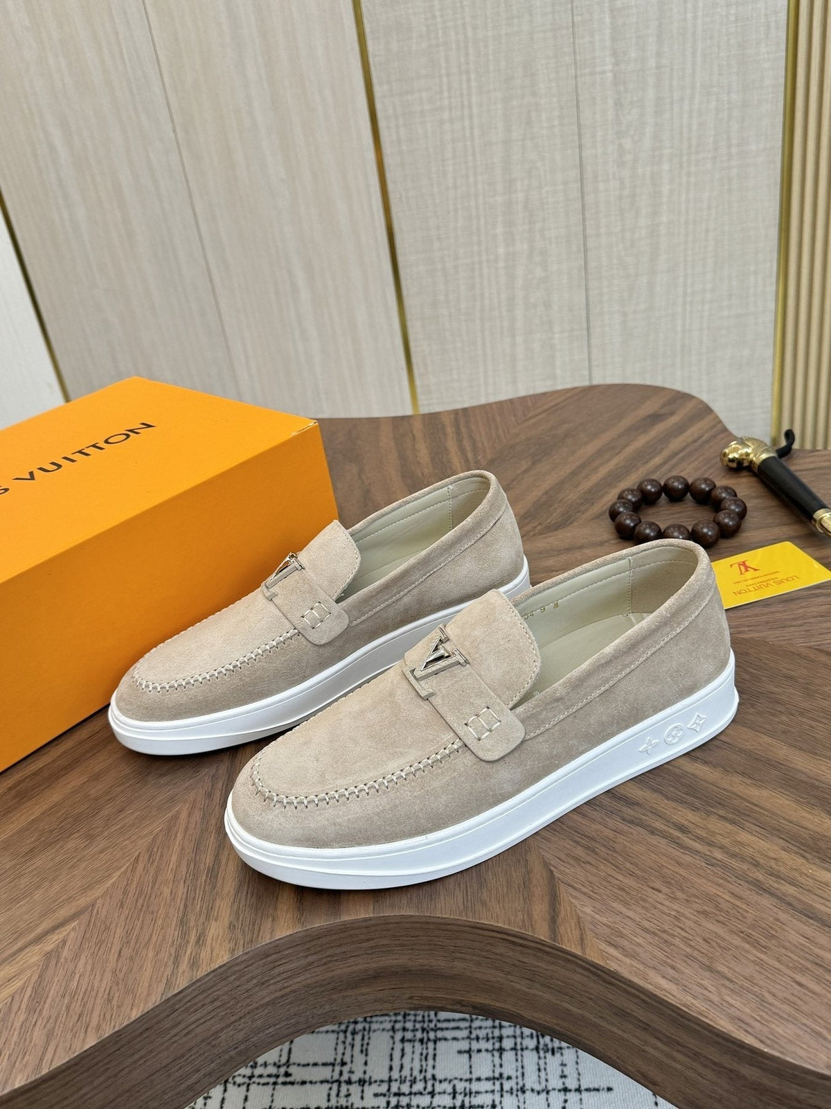 Louis Vuitton Textured Slip-On Sneakers — front