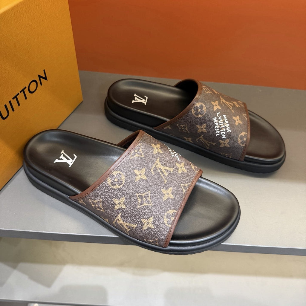 Louis Vuitton Monogram Slide Sandals — front