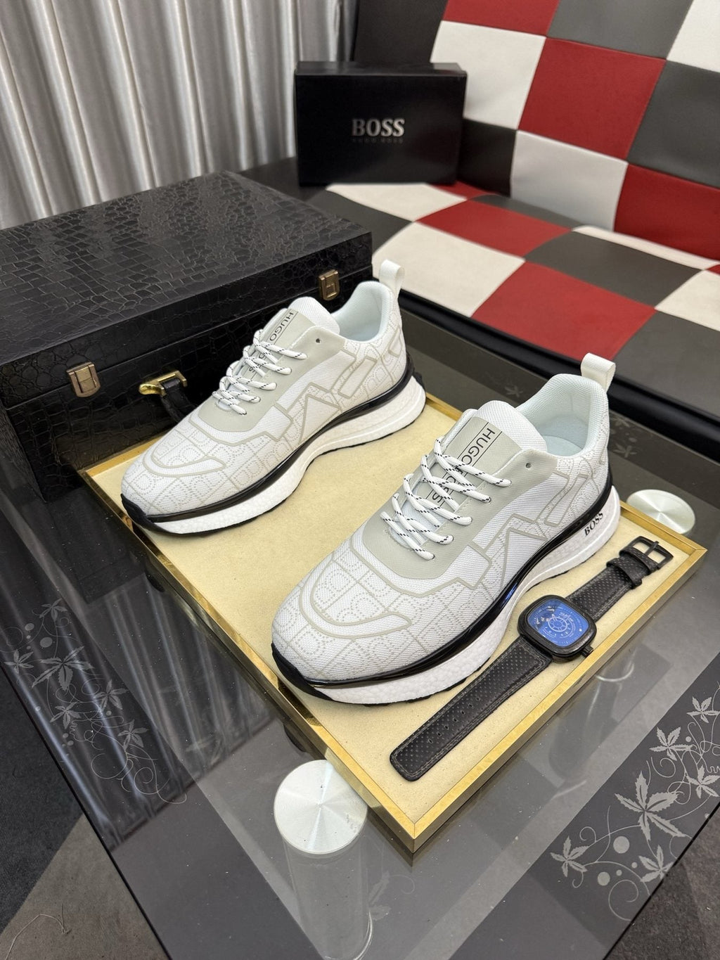 Hugo Boss Geometric Panel Sneakers — front