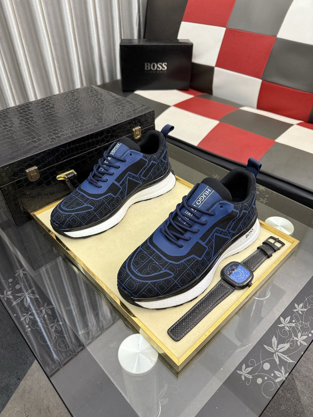 Hugo Boss Geometric Panel Sneakers — front
