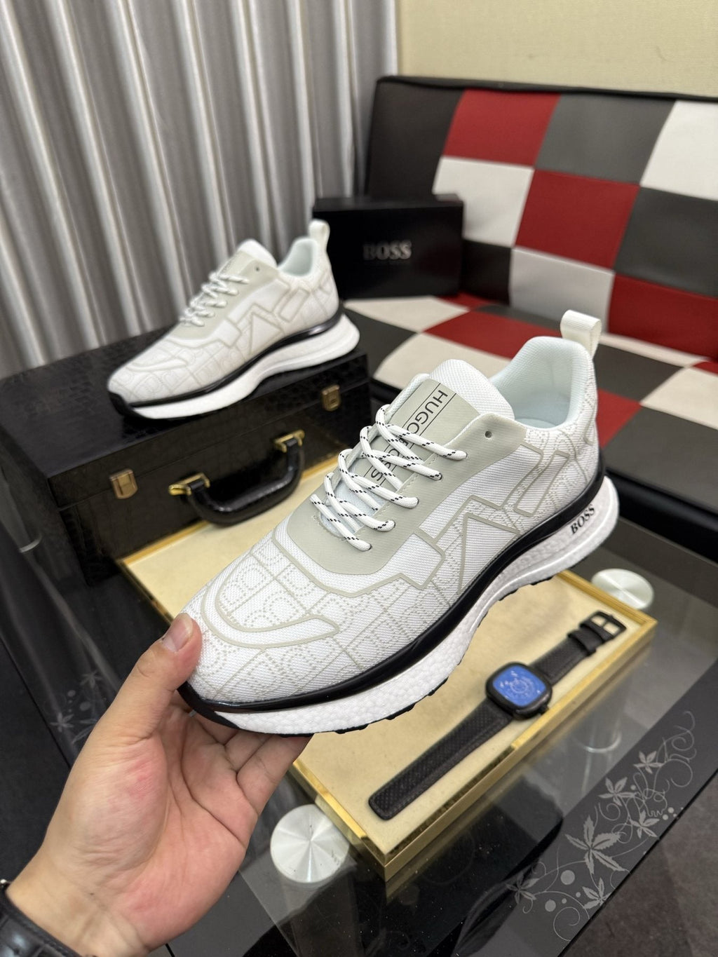 Hugo Boss Geometric Panel Sneakers — front