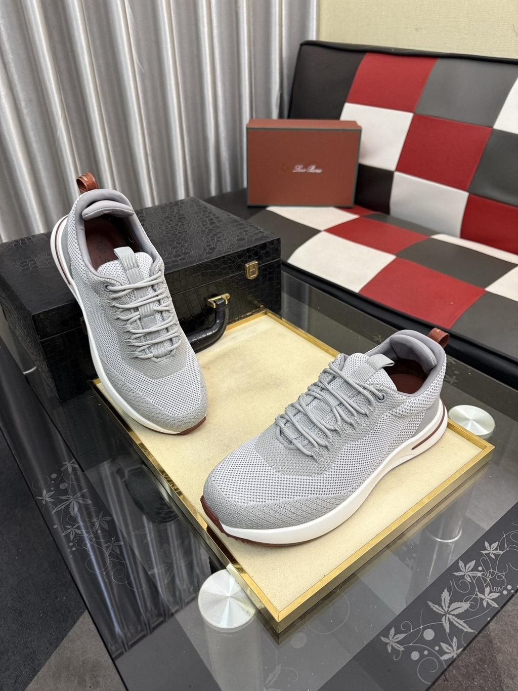 Knit Lace-Up Sneakers — front