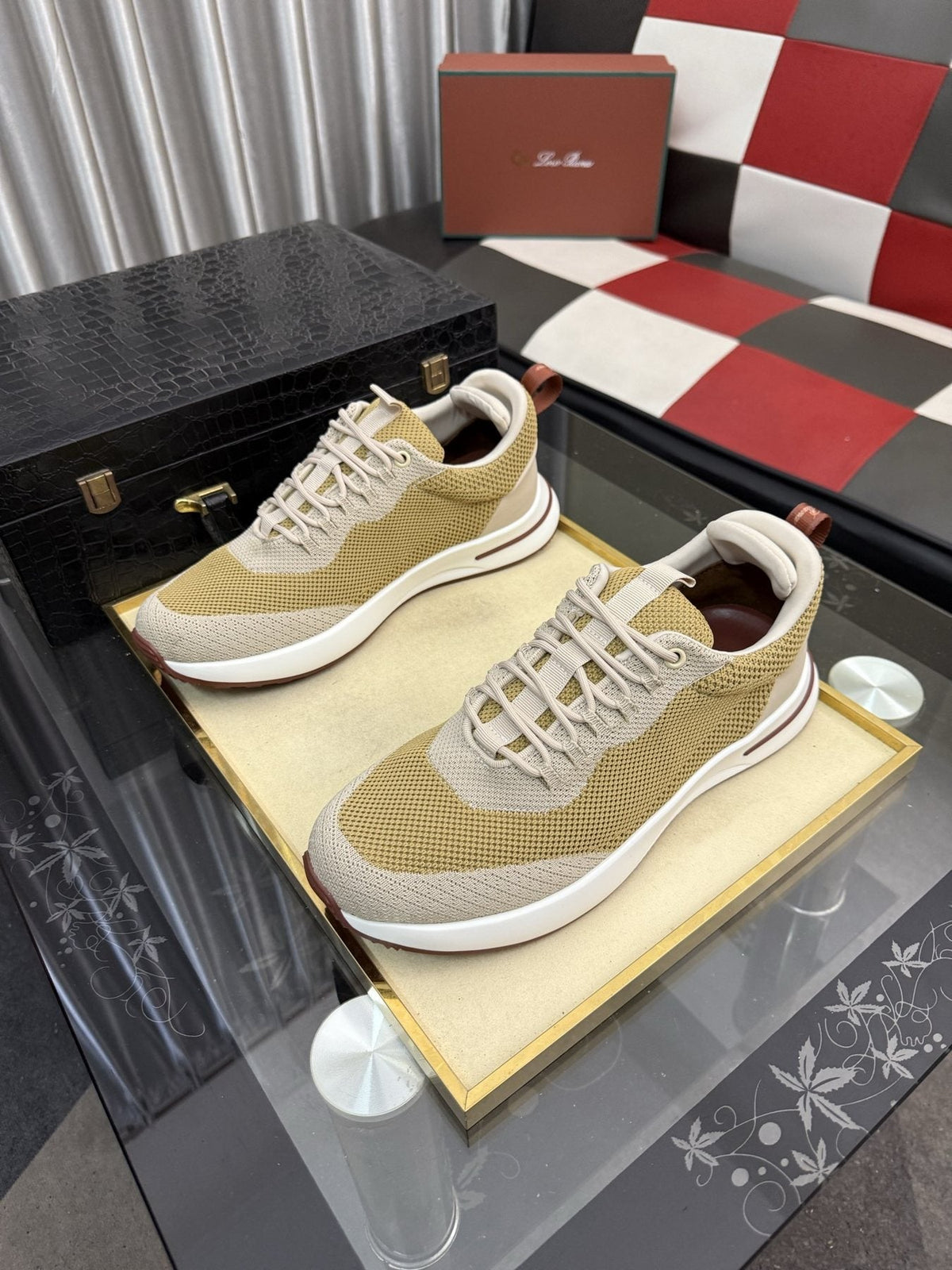 Knit Lace-Up Sneakers — front