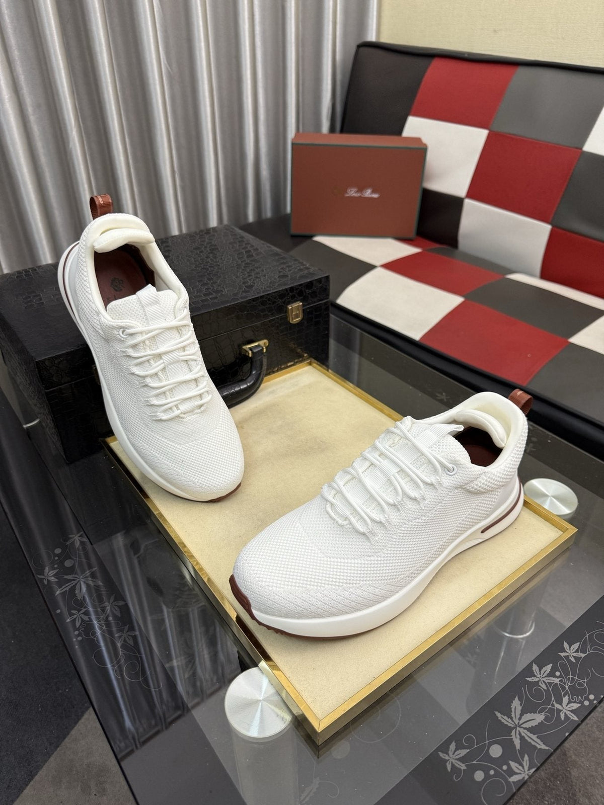 Knit Lace-Up Sneakers — front