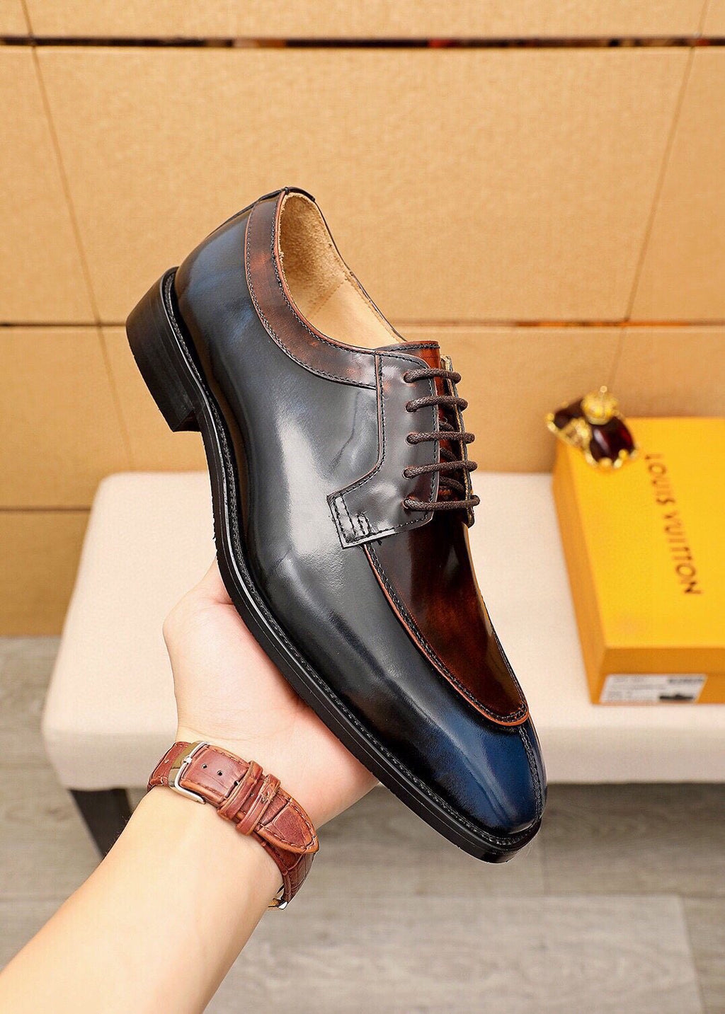 Louis Vuitton Dark Brown & Black Oxford Shoes — model